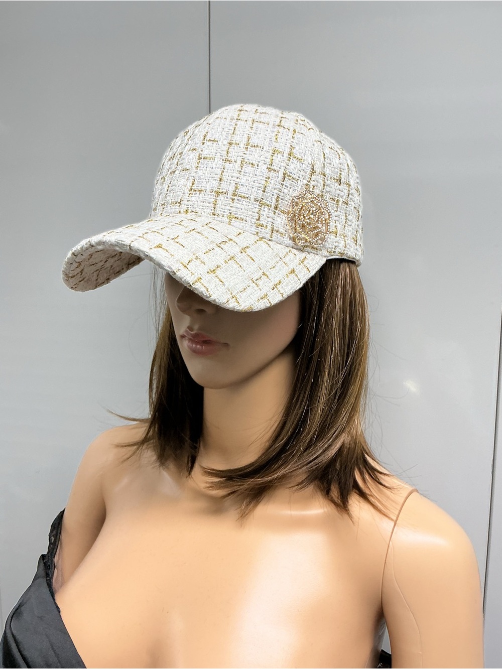 🔥OOAK CUSTOM TWEED CAMELLIA FLOWER HAT - Picture 7 of 13